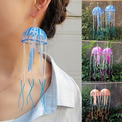 #ad Girls Earring Jellyfish shape Tassels Dangle Long Earrings Ear Stud Art Jewelry AU $5.50