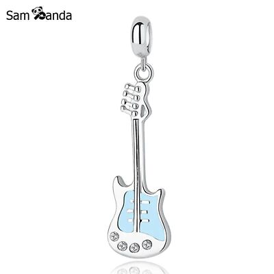 #ad Electric Guitar Pendant 925 Sterling Silver Charm Beads Rock Musics Jewelry $22.71