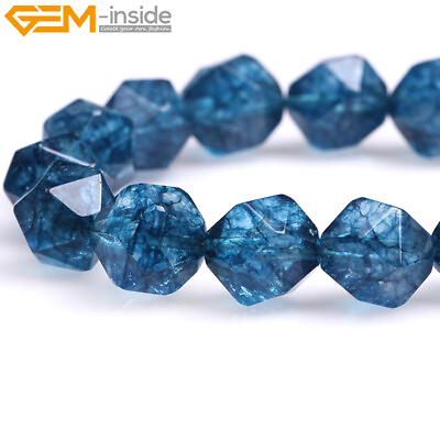 #ad 6mm 8mm Dyed Faceted Blue Kyanite Crystal Loose Beads For Jewelry Making 15#x27;#x27; $13.01