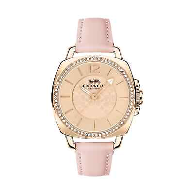 #ad Brand New Coach 14503981 Boyfriend Women#x27;s 34mm Watch Gold Dial Pink Leather $99.00