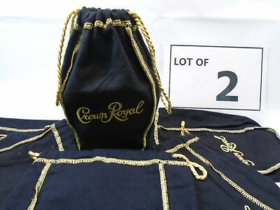 #ad Lot of 2 small Crown Royal 375ml Pint Size Black Drawstring Bags 7quot; $11.00