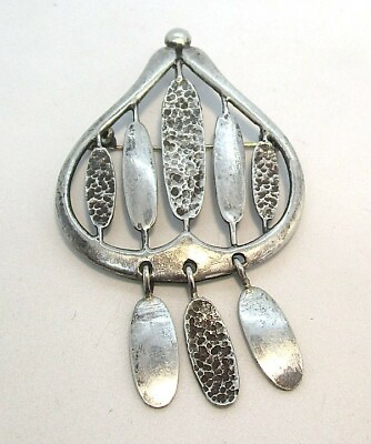 #ad 925 Scandinavian Sterling Silver Pin Pendant w Pendants 9.1 grams 2 1 2” $71.20