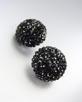 #ad EXQUISITE Black Pave CZ Crystals Button Stud Earrings Prom Pageant Bridal $15.99