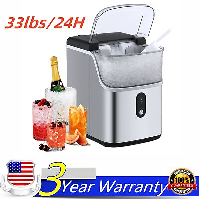 #ad Home Pebble Ice Maker Machine with 33lbs 24H Soft Ice Self Cleaning Ice Maker $185.99