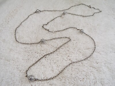 #ad Silvertone Filigree Bead Chain Necklace H3 $4.23