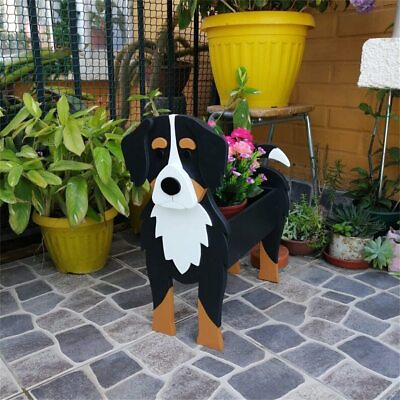 #ad Bernese Mountain Dog Planter Outdoor Rough Shaped Cute Plant Pots Outdoor Garden $32.99