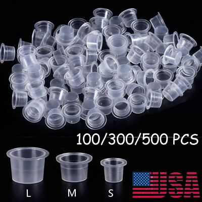 #ad Tattoo Ink Cups Mixed Size Permanent Clear Holder Container 100 300 500 $6.99