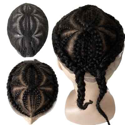 #ad Afro Corn Braids Double 8 Corn Braids Toupee Full Lace Topper for Black Women $331.01