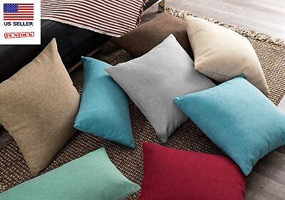 #ad 2 Pack Decorative Linen Throw Pillow Cases Covers 17.5quot;x17.5quot; $8.99