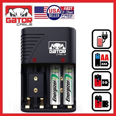#ad Universal Batteries Charger AA AAA 9V NiMH NiCD Rechargeable Batteries Plug In $8.99