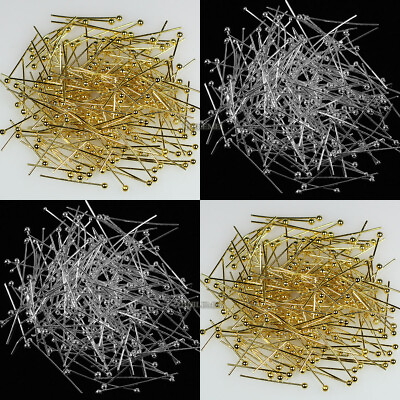 #ad 1000pcs lot Silver Gold Plated Copper Ball Head Pins Findings 18 20 22 25 30mm $6.75