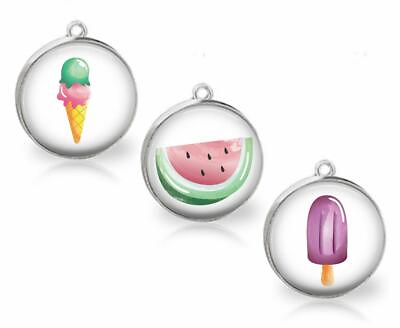 #ad Summer Fun Popcycle Ice Cream Watermelon Glass Top 20mm Charms Handmade Pick One $8.95