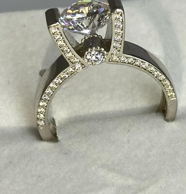 #ad Women Silver Ring 925 Jewelry Heart Vintage Solid Cut Zirconia Stone Hammered $45.00