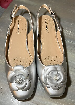 #ad Comfort View Jessa Slingback Silver Shoes Women’s 10.5M $9.99