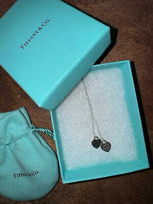 #ad Tiffany Co Mini Double Heart Tag Necklace $199.99