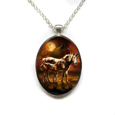 #ad Exquisite Horses Oval Pendant Necklace $14.25