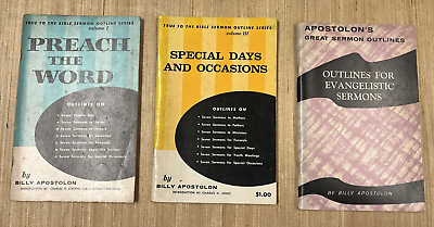 #ad Lot of 3 Outlines For Evangelistic Sermons Special Days By Billy Apostolon $18.00