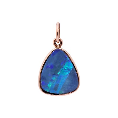 #ad Triangle Shape Blue Fire Opal Gemstone 9k Solid Rose Gold Delicate Jewelry Gift $130.26
