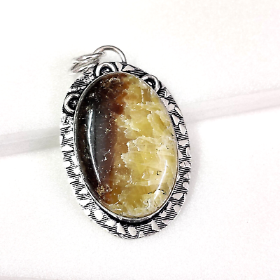 #ad Natural Yellow Septarian Oval Cabochon Handmade Gemstone Jewelry Pendant 2.2quot; $3.99