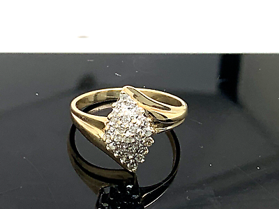 #ad Cocktail Ring Diamond 10k Yellow Gold Cluster 0.25ctw Estate Women#x27;s Size 7 $247.48