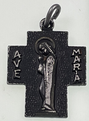#ad Vintage Catholic Ave Maria Holy Spirit Cross Medal $9.99