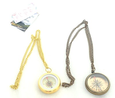 #ad Locate Compass Brass Necklace Handmade Directional Vintage Gift $46.87