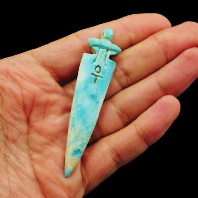 #ad Antique Ancient Egyptian Stone Faience Dagger with Ankh Cross Key of Life UNIQUE $40.00