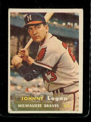 #ad Vintage 1957 Baseball Trading Card TOPPS #4 JOHNNY LOGAN Milwaukee Braves $10.49