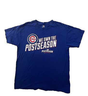 #ad Chicago Cubs 2016 Post Season Mens T Shirt Size Large Blue Baseball $24.88
