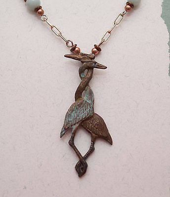 #ad USA Made Necklace Featuring Bronze Casting of 2 Entwined Herons by Cavin Richie $159.95