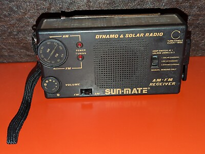 #ad Sun Mate Dynamo amp; Solar Powered Radio AM FM Tested Working w Batteries $9.50