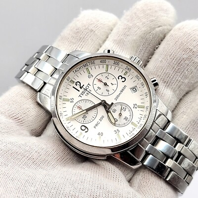 #ad Men#x27;s Original Tissot PRC 200 White Quartz Chronograph wrist watch T461 $178.00