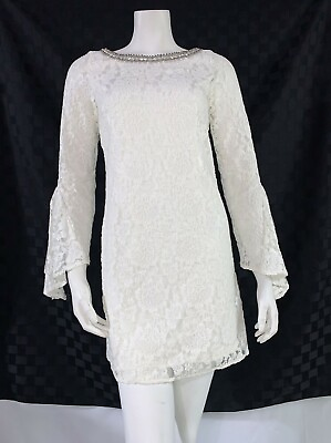 #ad Laundry White Lace Bell Sleeve Bodycon Dress Size XS $45.99