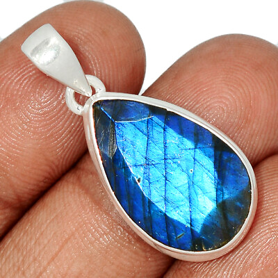 #ad Natural Faceted Labradorite Madagascar 925 Silver Pendant Jewelry CP31583 $26.99