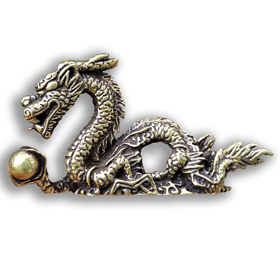 #ad Brass Lucky China Dragon Powerful Amulet Statue Wealth Talisman Magic Rich Money $5.97