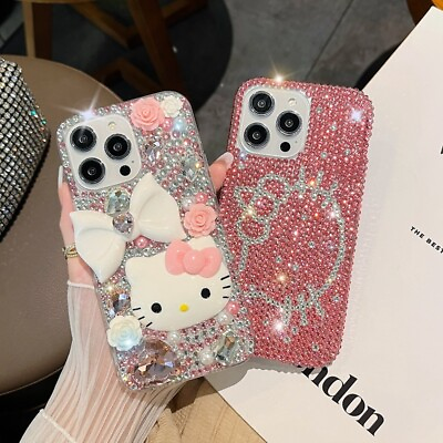 #ad 3D Bling Hello Kitty Crystal Diamond Case For iPhone 15 14 Pro Max 13 12 11 X XR $14.99