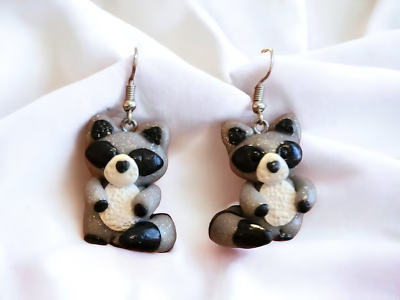 #ad Racoon Earrings Hypoallergenic Jewelry Gift Animal Dangle Polymer Clay quirky C $18.00