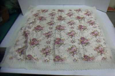 #ad Scarf Floral Rose Colors White Beige Yellow Green With Lace Edging 32quot; X 34quot; 200 $10.49