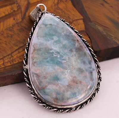 #ad Apatite 925 Silver Plated Handmade Pendant of 2.5quot; $3.99