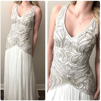 #ad Sue Wong White Beaded Whimsical Fairy Gown Size 2 $120.00