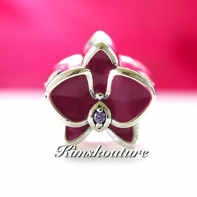 #ad Authentic Pandora Radiant Orchid Enamel Purple CZ Orchid Bead 792074EN69 **NEW** $35.00