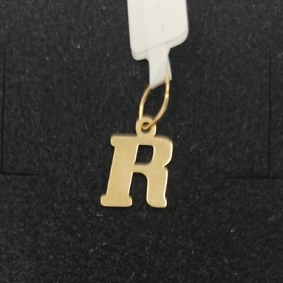 #ad Pendant Gold 18k 750 Mls. Initial Times New Roman Cursive 0 3 8in Letter R $99.80