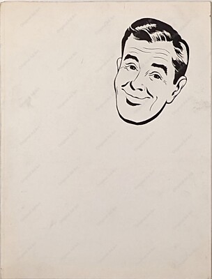 #ad Original Ad Advertising Art Happy Mans Face Pen amp; Ink Drawing MCM $40.00