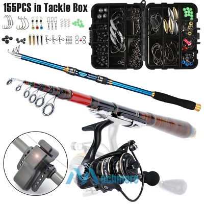 #ad Telescopic Fishing Rod Spinning Pole Reel Combo 155Pcs Fishing Accessories Kit $50.99