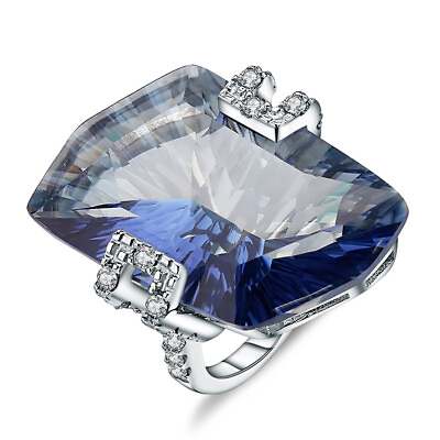 #ad Natural Iolite Blue Mystic Quartz Gemstone 925 Sterling Silver Women Ring $66.87