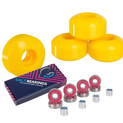 #ad Cal 7 Skateboard Wheels and Bearings 52mm 99A Wheel Set Combo Yellow $24.77
