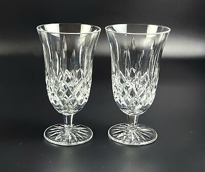 #ad Vintage 6 3 8quot; Stemmed Iced Tea Lismore by WATERFORD CRYSTAL Pair $200.00
