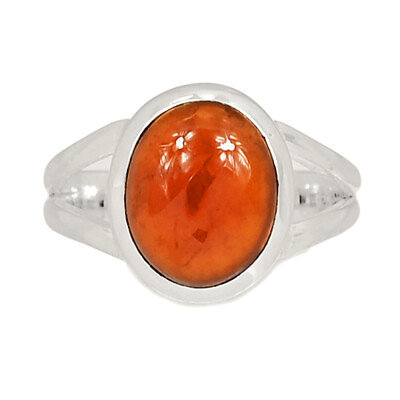 #ad Natural Hessonite Garnet 925 Sterling Silver Ring Jewelry s.8 CR26254 $18.99