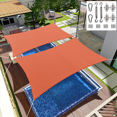 #ad Sun Shade Sail Canopy Rectangle Sand UV Block Sunshade For Backyard Deck Orange $56.69