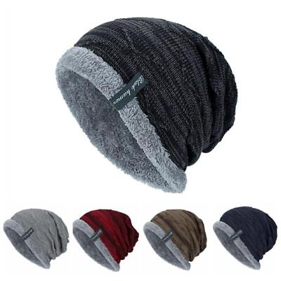 #ad Spikerking Men#x27;s Soft Lined Thick Knit Skull Cap Warm Winter Slouchy Beanies Hat $8.99